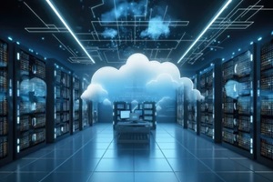 computer servers behind cloud to represent cloud security